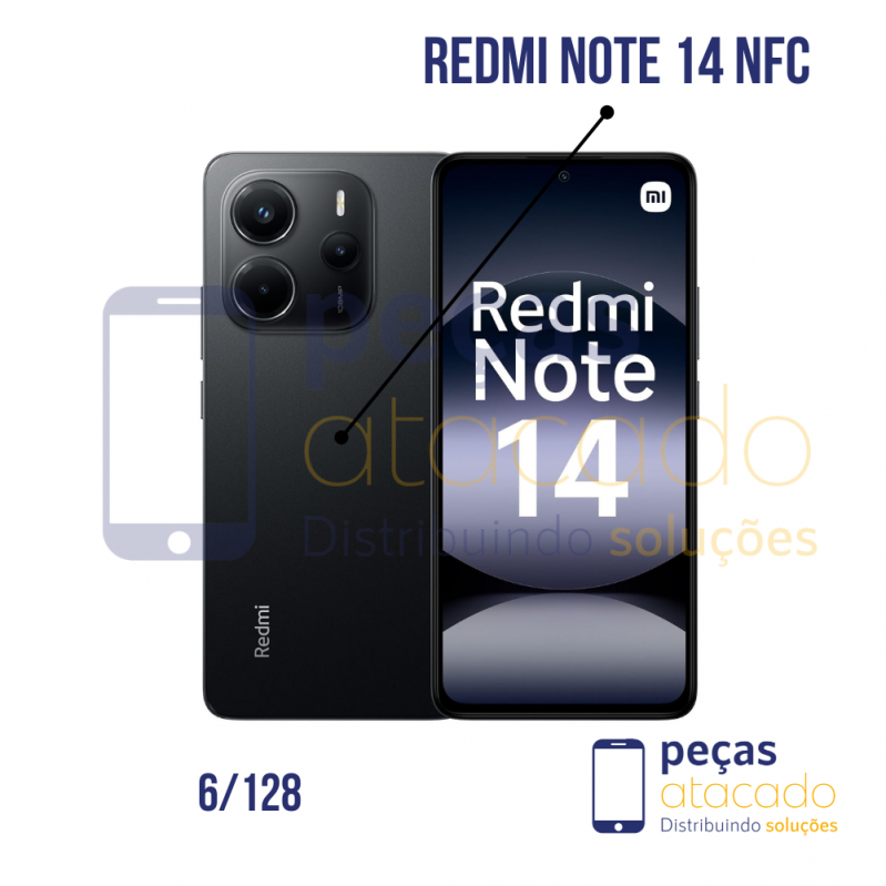 CELULAR XIAOMI REDMI NOTE 14 MIDNIGHT BLACK 6GB RAM 128GB ROM NFC