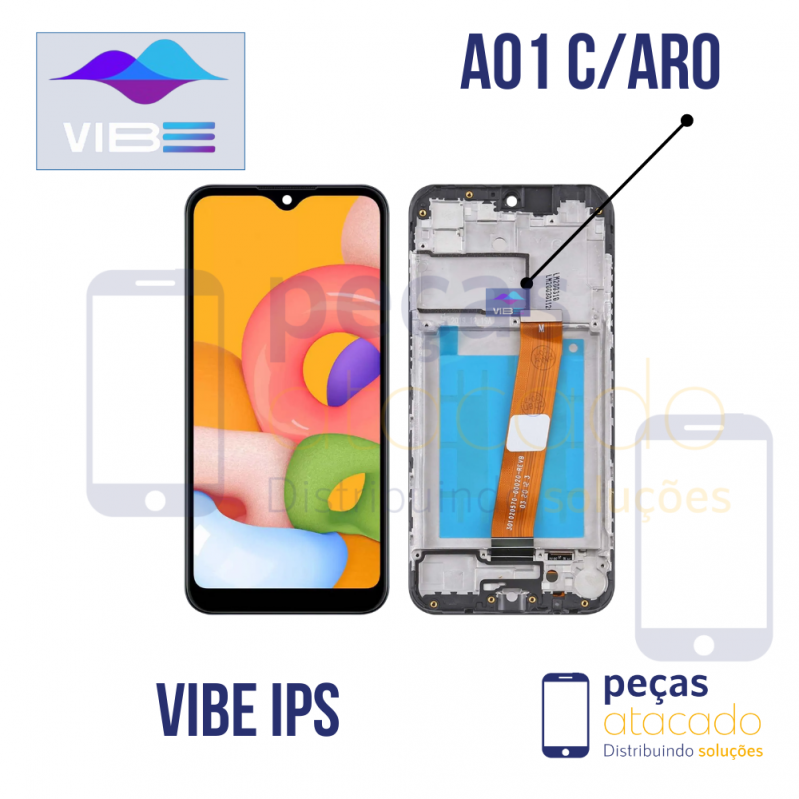 S-0685 FRONTAL SAMSUNG A01 COM ARO PRETO VIBE IPS