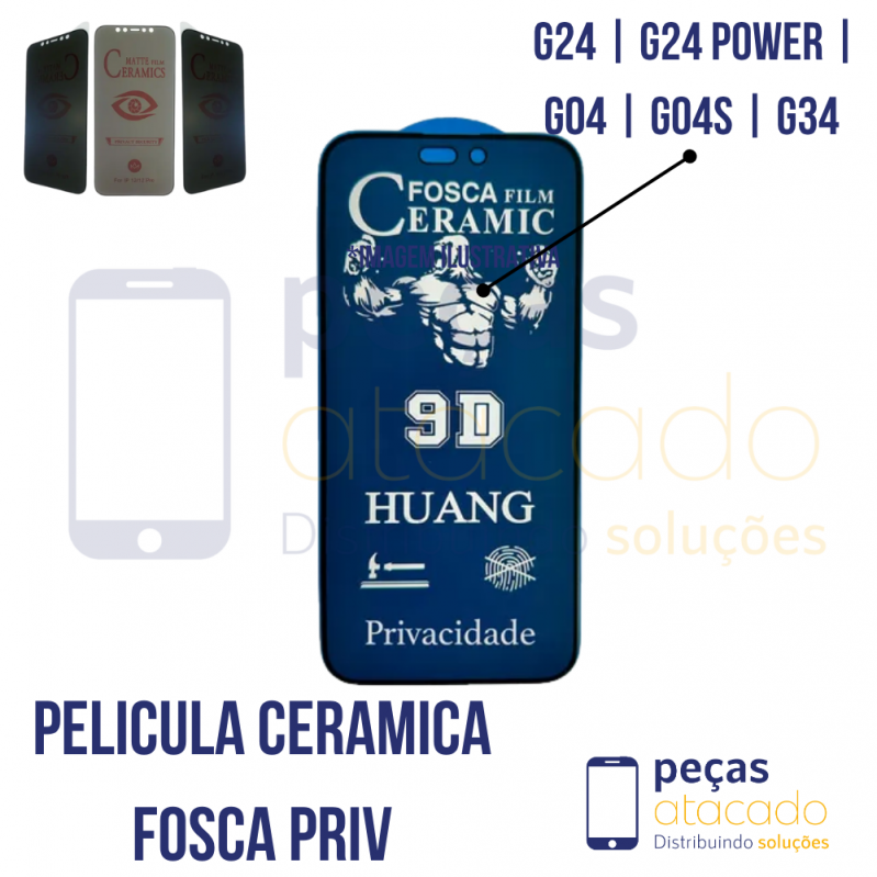 P-0213 PELICULA MOTOROLA MOTO G24 | G24 POWER | G04 | G04S | G34 CERAMICA FOSCA PRIVACIDADE