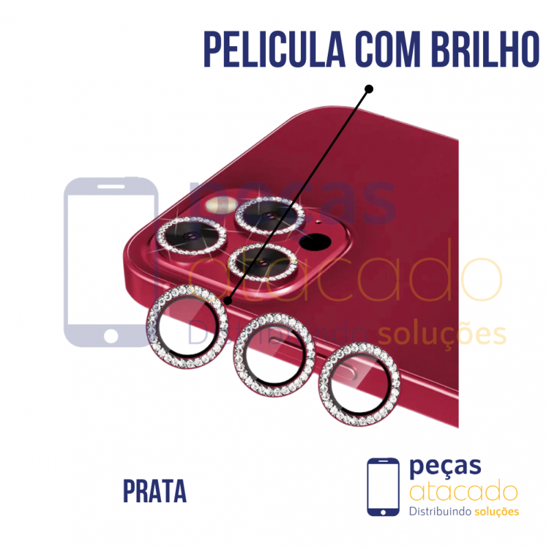 PELICULA DE CAMERA IPHONE 16 PRO | 16 PRO MAX COM BRILHO VERMELHO (KIT)