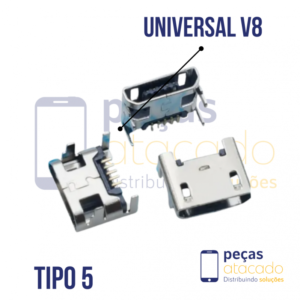 C-0066 CONECTOR DE CARGA UNIVERSAL TABLET DL | CAIXA DE SOM V8 (TIPO 5)
