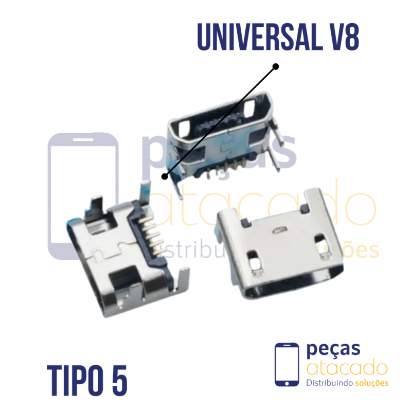 C-0066 CONECTOR DE CARGA UNIVERSAL TABLET DL | CAIXA DE SOM V8 (TIPO 5)