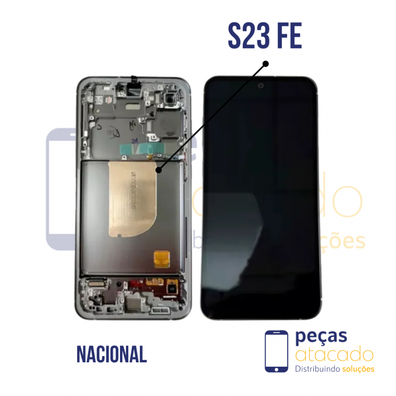 S-0859 FRONTAL SAMSUNG S23 FE (SM-S711U) COM ARO PRETO NACIONAL AMOLED