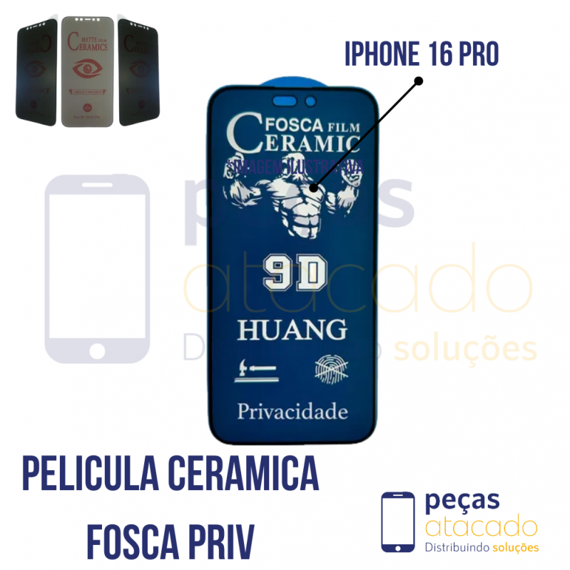 P-0470 PELICULA IPHONE 16 PRO CERAMICA FOSCA PRIVACIDADE