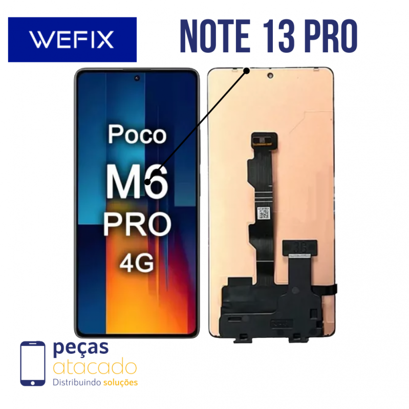 S-0718 FRONTAL XIAOMI NOTE 13 PRO 4G | POCO M6 PRO 4G SEM ARO PRETO AMOLED WEFIX