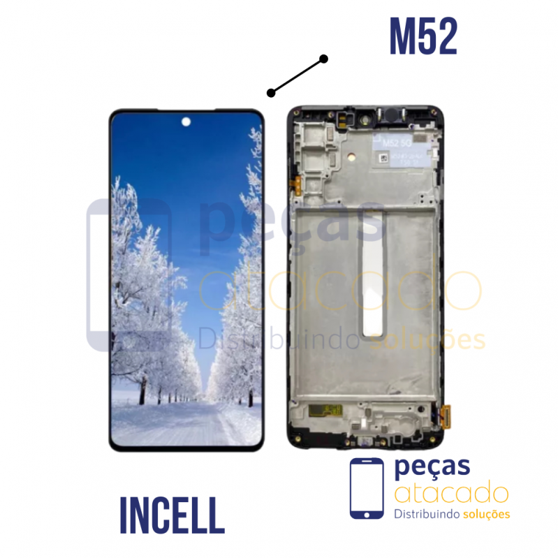 S-0258 FRONTAL SAMSUNG M52 COM ARO PRETO INCELL IPS