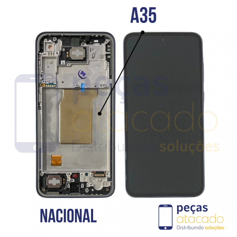 S-0951 FRONTAL SAMSUNG A35 (SM-A356) COM ARO AZUL ESCURO ORIGINAL NACIONAL OLED
