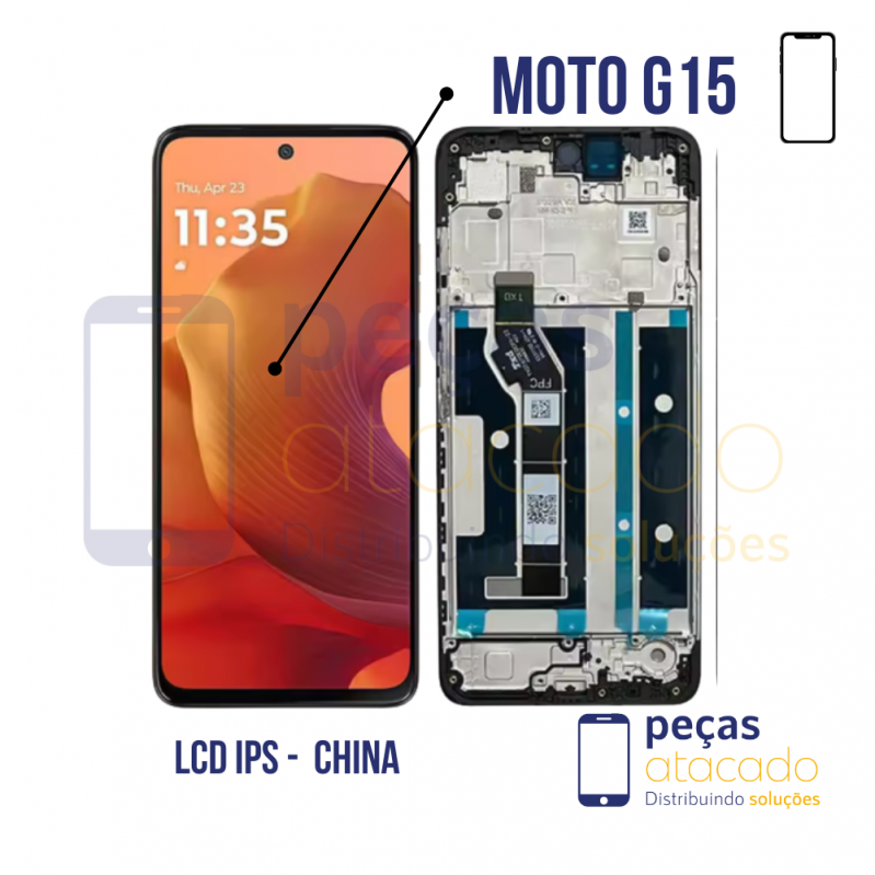 S-0437 FRONTAL MOTOROLA MOTO G15 (XT2521) COM ARO ORIGINAL CHINA IPS