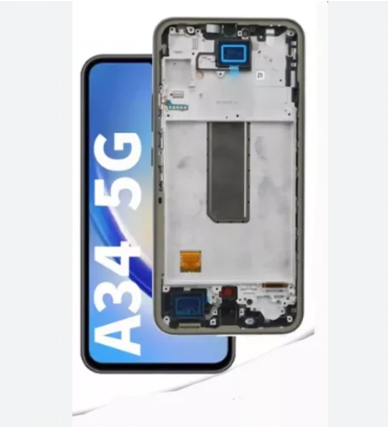 FRONTAL SAMSUNG A34 5G (A346B) COM ARO PRETO OLED MACAQUINHO PREMIUM IPS