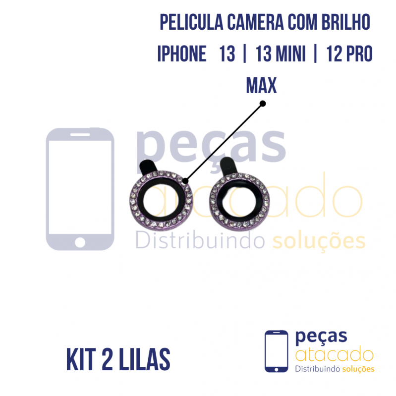 PELICULA DE CAMERA IPHONE 13 | 13 MINI | 12 PRO MAX COM BRILHO LILAS (KIT)