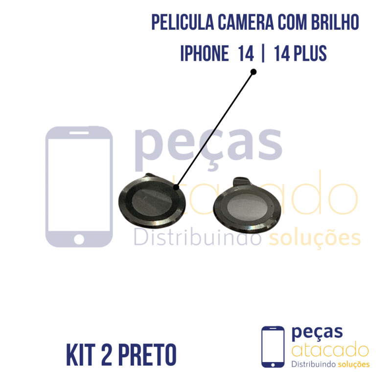 PELICULA DE CAMERA IPHONE 14 | 14 PLUS PRETA (KIT)