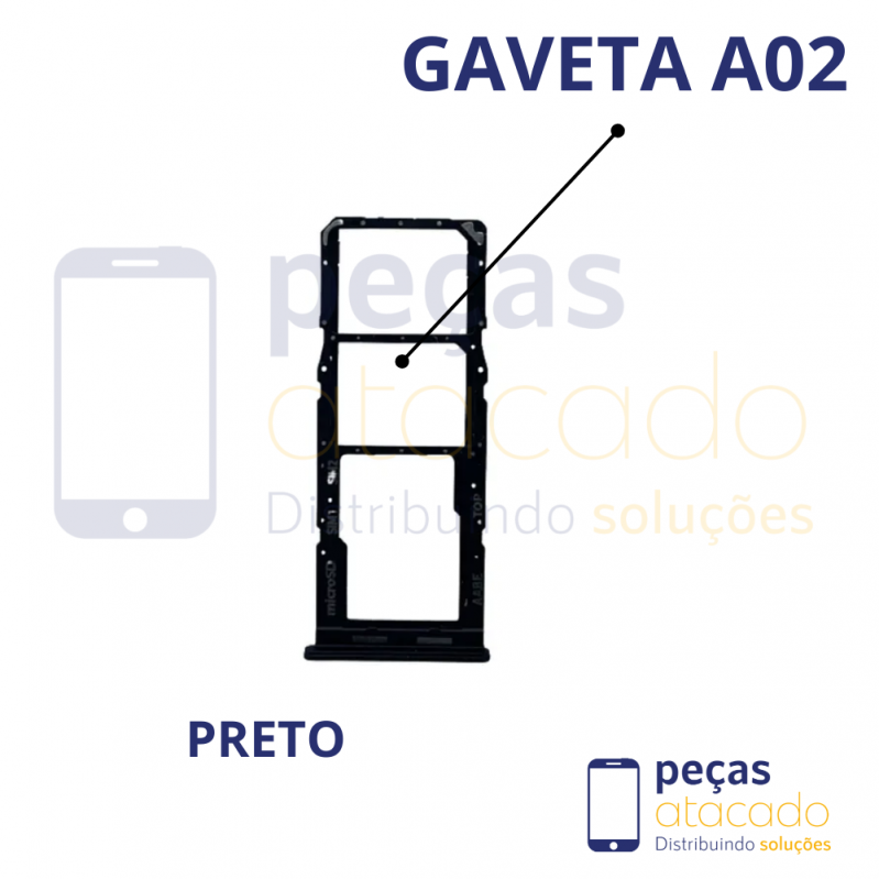 CH-0053 GAVETA CHIP SAMSUNG A02 PRETO