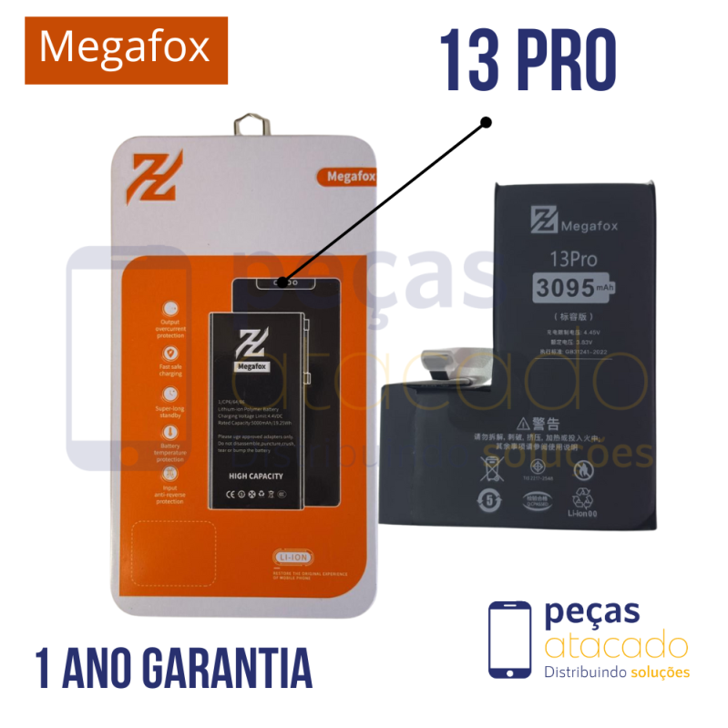 BA-0504 BATERIA MEGAFOX IPHONE 13 PRO (3095MAH) (1 ANO DE GARANTIA)