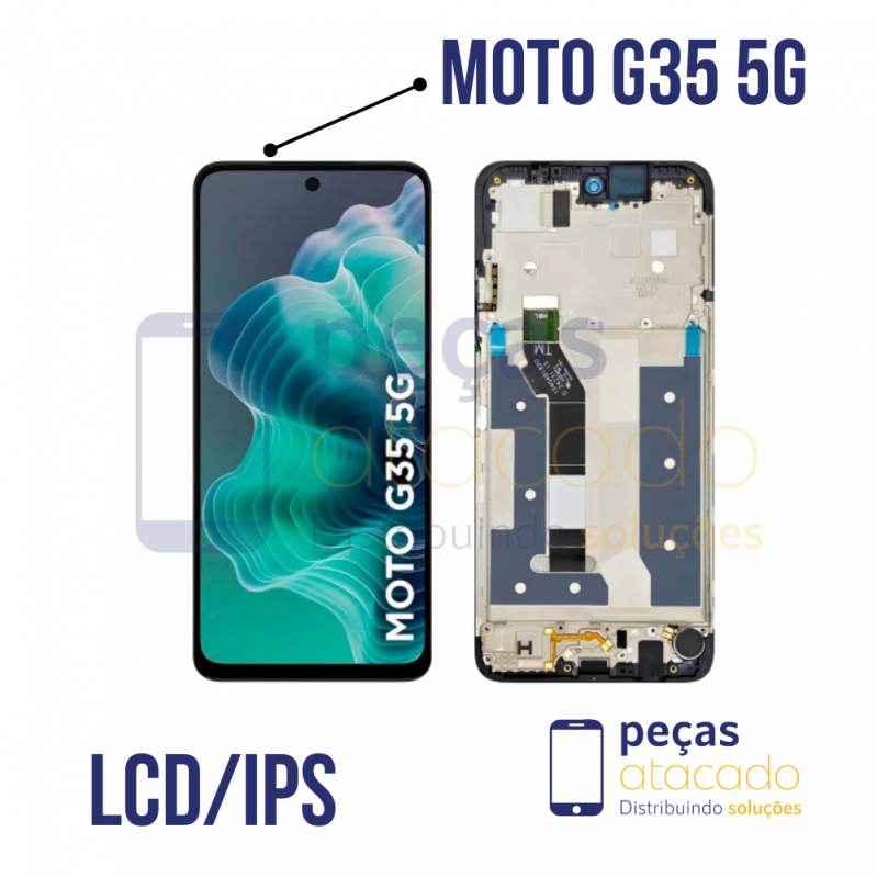 S-0455 FRONTAL MOTOROLA MOTO G35 (XT2433) COM ARO PRETO ORIGINAL CHINA IPS