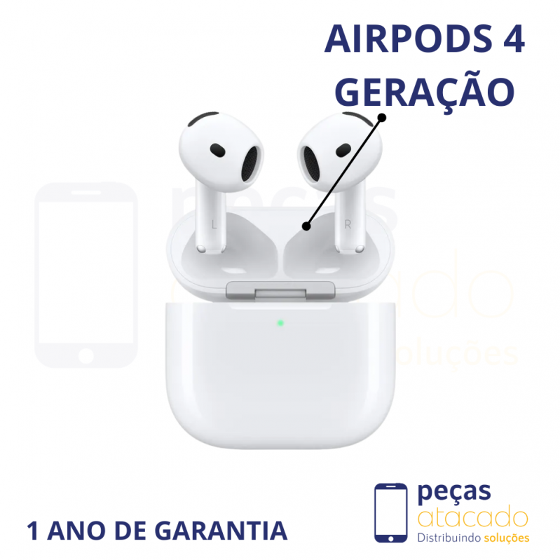 FONE SEM FIO 1 LINHA AIRPODS 4 GERAÇÃO (A3055 A3056 A3059) (1 ANO DE GARANTIA)