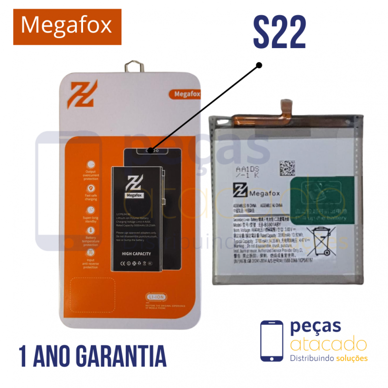 BA-0493 BATERIA MEGAFOX SAMSUNG S22 (EB-BS901ABY) (1 ANO DE GARANTIA)
