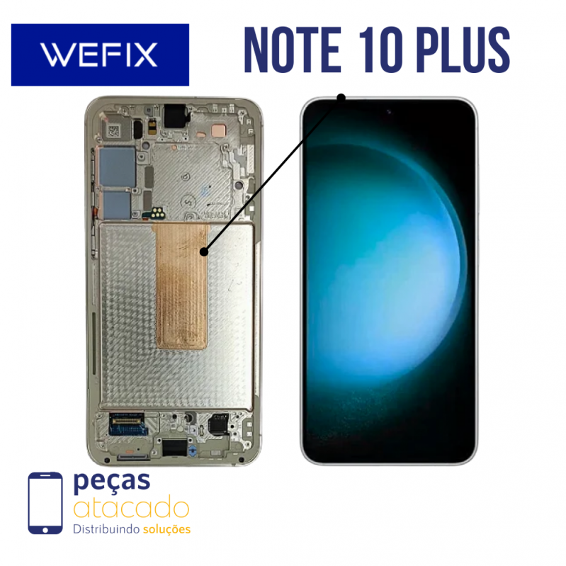 s-0909 FRONTAL SAMSUNG NOTE 10 PLUS COM ARO PRATA NACIONAL WEFIX OLED