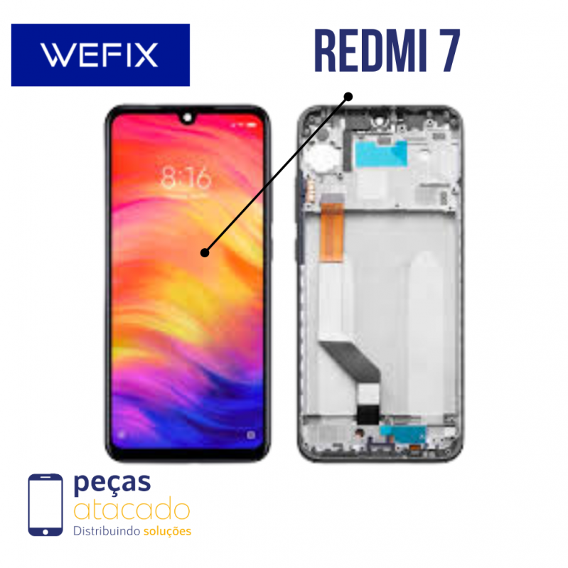 S-0478 FRONTAL XIAOMI REDMI 7 (M1810F6LG) COM ARO PRETA OLED WEFIX IPS