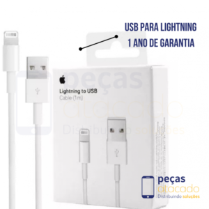 CABO 1 LINHA APPLE USB PARA LIGHTNING (A1480) (1 ANO DE GARANTIA)