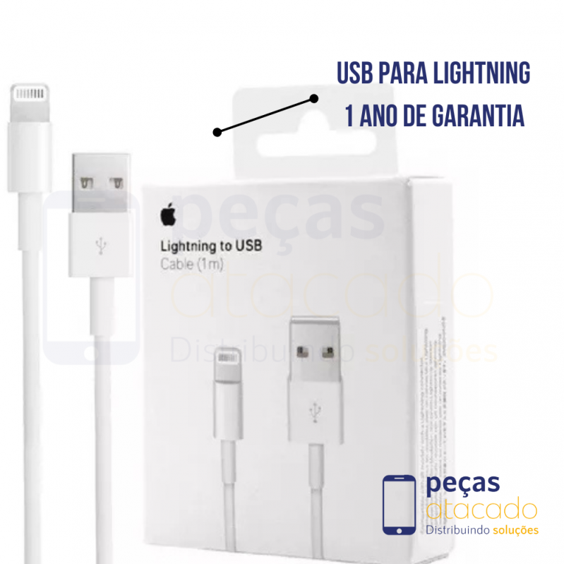 CABO 1 LINHA APPLE USB PARA LIGHTNING (A1480) (1 ANO DE GARANTIA)