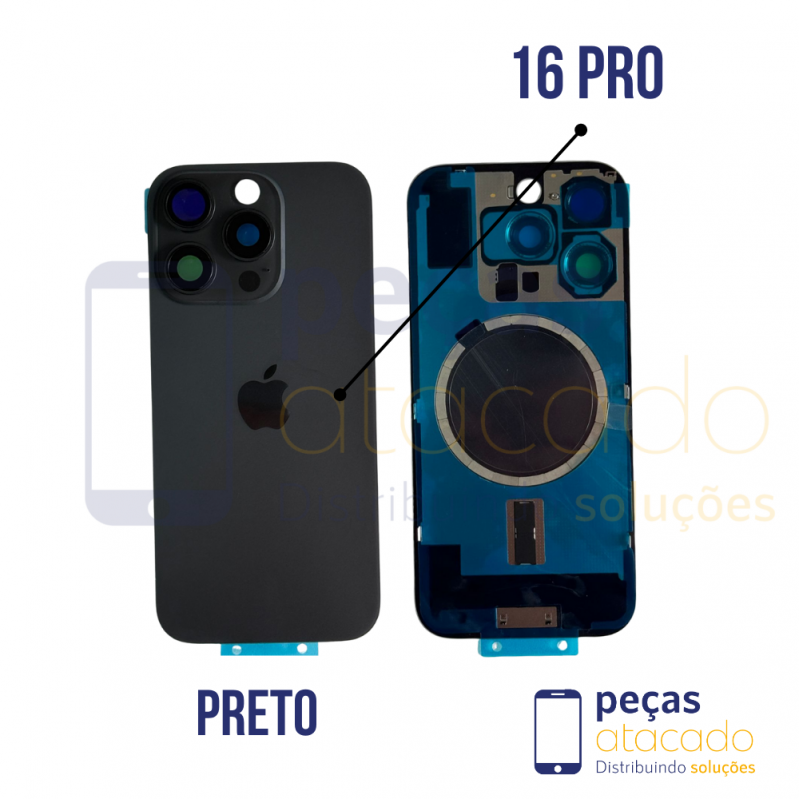 N-0087 TAMPA TRASEIRA COM SUPORTE E IMÃ IPHONE 16 PRO TITÂNIO BRANCO