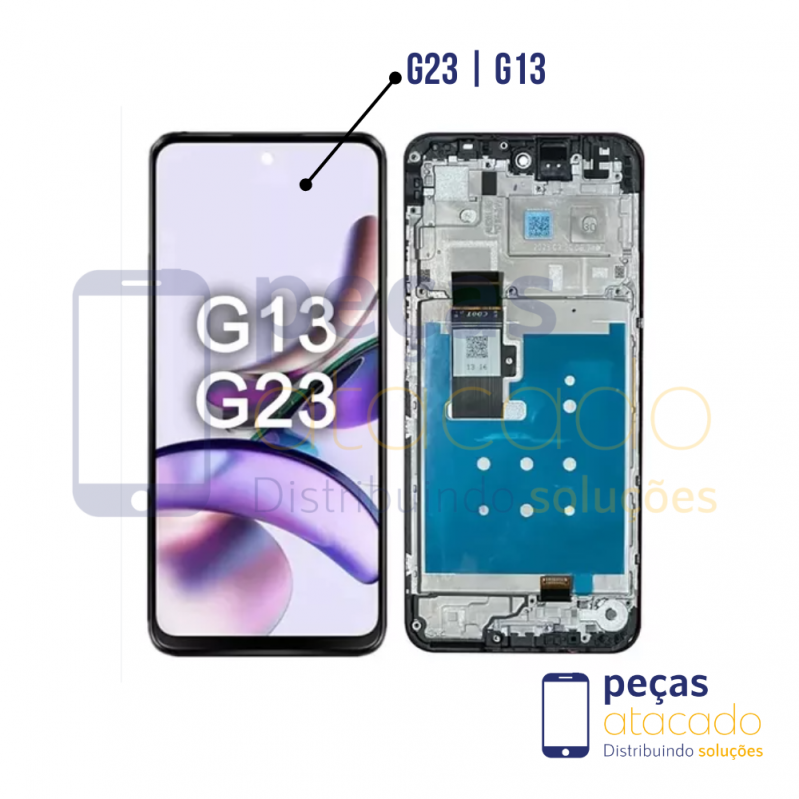 S-0799 FRONTAL MOTOROLA MOTO G13 (XT2331) G23 (XT-2333) COM ARO PRETO ORIGINAL CHINA IPS