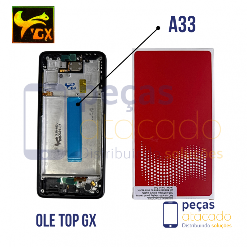 S-0418 FRONTAL SAMSUNG A33 (SM-A336B) COM ARO PRETO (GX TOP) OLED