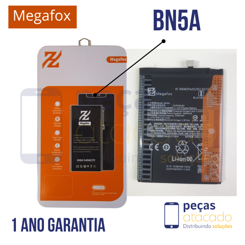 BA-0196 BATERIA MEGAFOX XIAOMI BN5A PARA POCO M3 | REDMI 10 | REDMI | 10T (BN5A) (1 ANO DE GARANTIA)