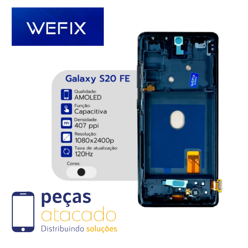 FRONTAL SAMSUNG S20 FE (SM-G780F) COM ARO LAVENDER ORIGINAL NACIONAL AMOLED