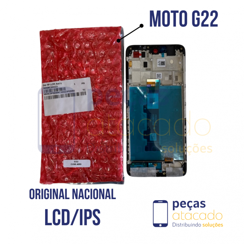 S-0705 FRONTAL DISPLAY MOTOROLA MOTO G22 (XT2231) COM ARO PRETO NACIONAL LCD IPS