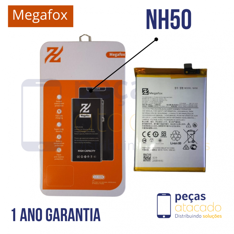 BA-0288 BATERIA MEGAFOX MOTOROLA MOTO G22 (XT2231) E13 (XT2345) E32 (XT2227) G53 (XT2335) (NH50) (1 ANO DE GARANTIA)