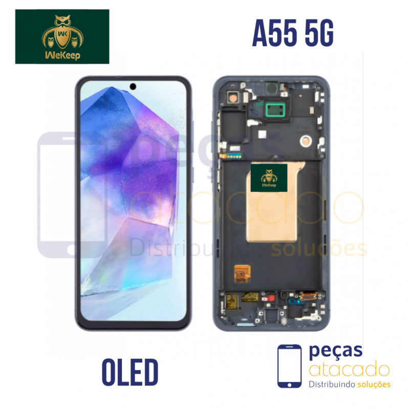 S-0334 FRONTAL SAMSUNG A55 5G (A556) COM ARO AZUL ESCURO OLED WE KEEP