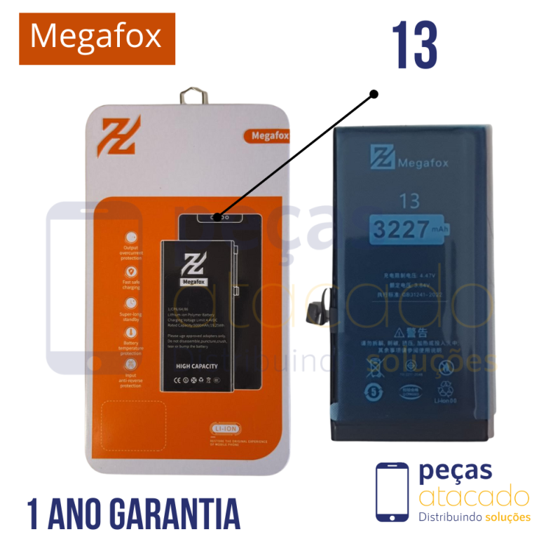 BA-0695 BATERIA MEGAFOX IPHONE 13 (NAO PRECISA TROCAR EPROM) (1 ANO DE GARANTIA)