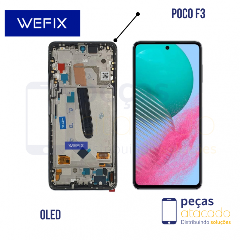 S-0829 FRONTAL XIAOMI POCO F3 (M2012K11AG) COM ARO PRETO NACIONAL OLED