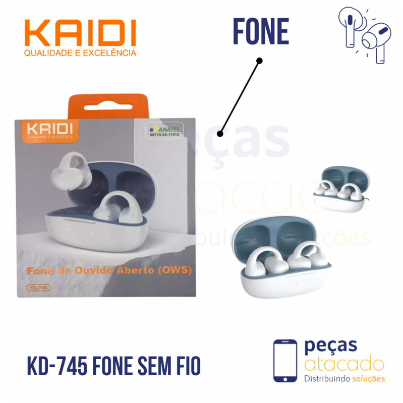 FONE DE OUVIDO KAIDI SEM FIO (KD-745)